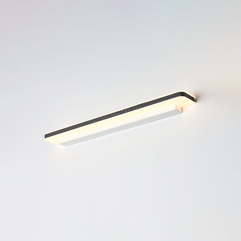 Metal Linear Shade Wall Sconce Modern Style 1-Light Mirror Wall Lighting Fixture in White