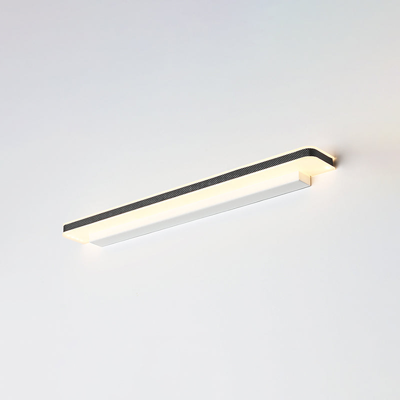 Metal Linear Shade Wall Sconce Modern Style 1-Light Mirror Wall Lighting Fixture in White