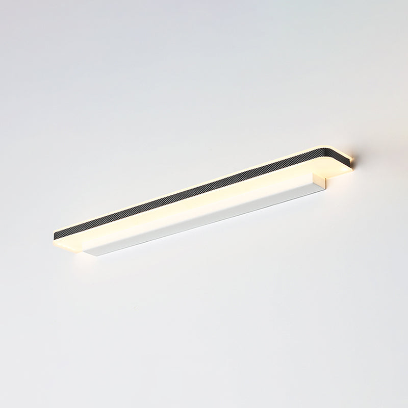 Metal Linear Shade Wall Sconce Modern Style 1-Light Mirror Wall Lighting Fixture in White