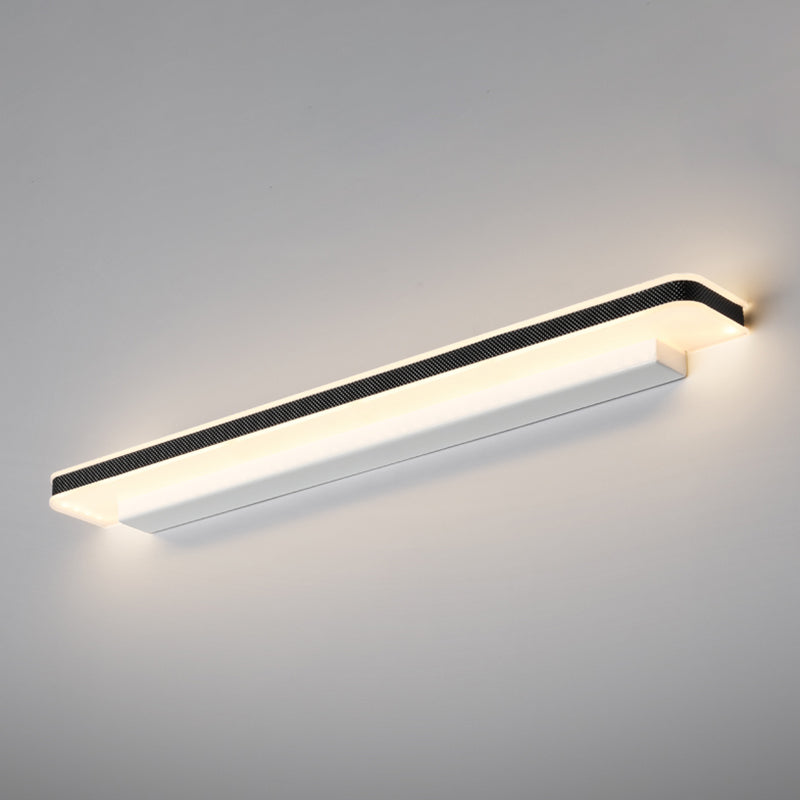 Metal Linear Shade Wall Sconce Modern Style 1-Light Mirror Wall Lighting Fixture in White