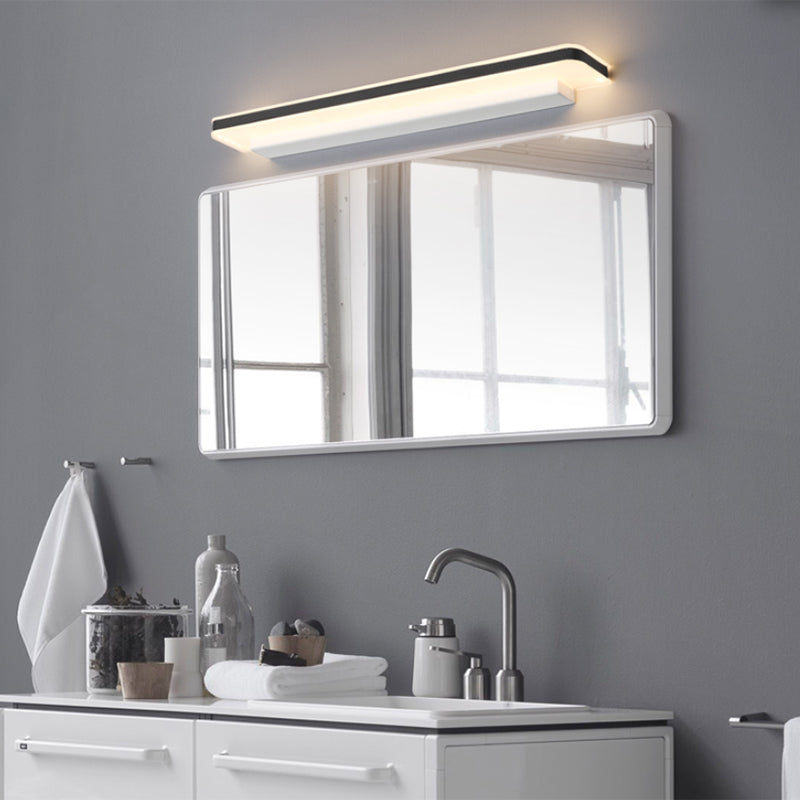 Metal Linear Shade Wall Sconce Modern Style 1-Light Mirror Wall Lighting Fixture in White