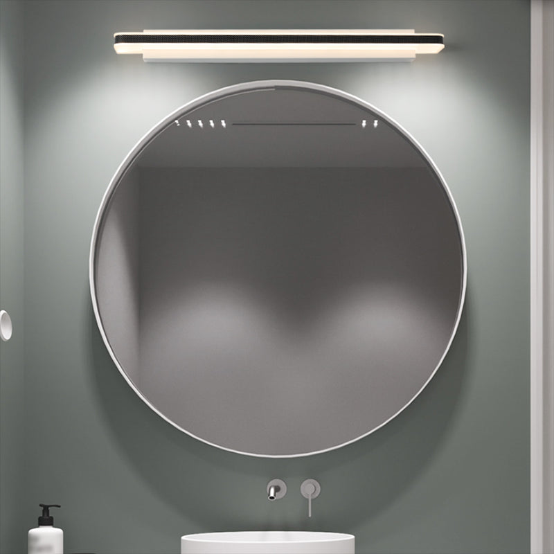 Metal Linear Shade Wall Sconce Modern Style 1-Light Mirror Wall Lighting Fixture in White