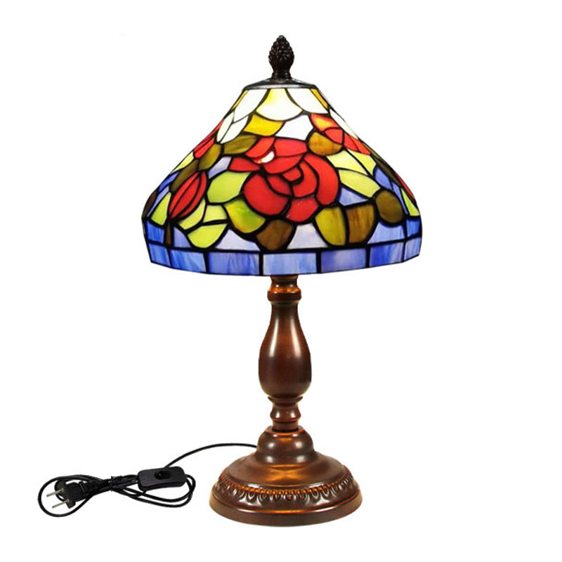 Glass Geometric Night Table Lamps Tiffany Style 1 Light Table Lamp