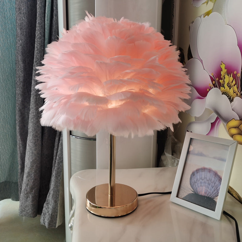 Modern Style Desk Light Colorful Feather Desk Lamp for Bedroom