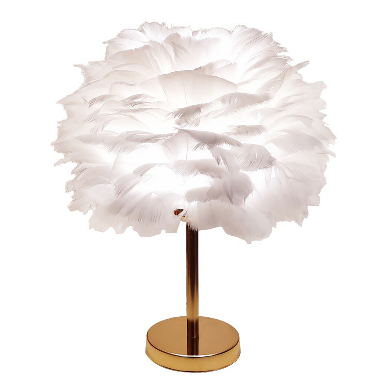 Modern Style Desk Light Colorful Feather Desk Lamp for Bedroom