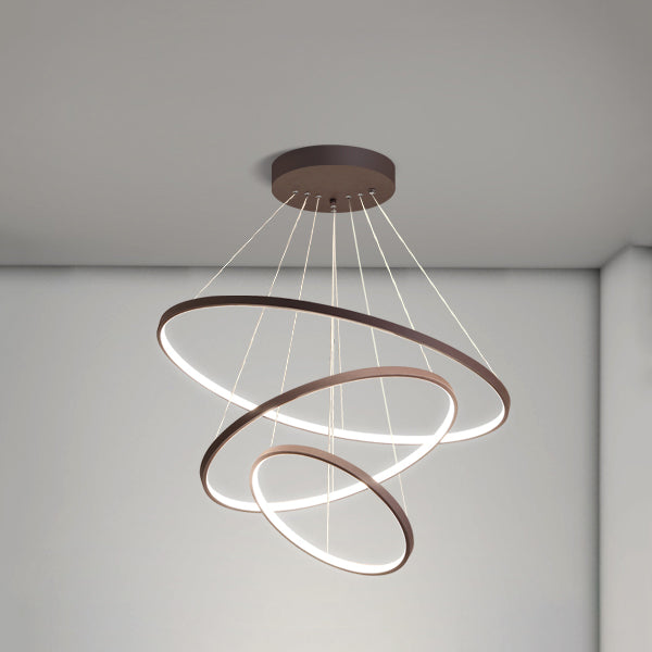 Metal Round Flush Ceiling Light Modern Multi Lights Flush Mount Lighting Fixture in Brown