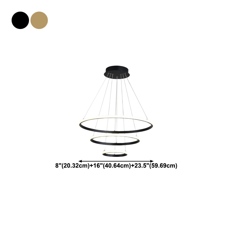 Metal Circular Pendant Lighting Fixture Modern Style LED Hanging Chandelier