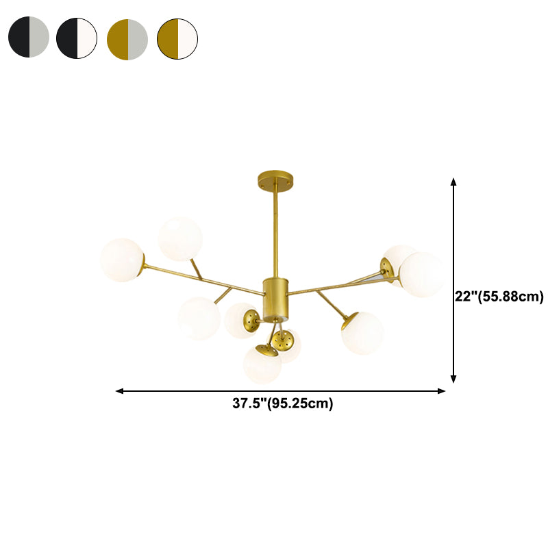 Metal Pendant Lighting Fixture Modern Style Glass Hanging Chandelier for Sitting Room