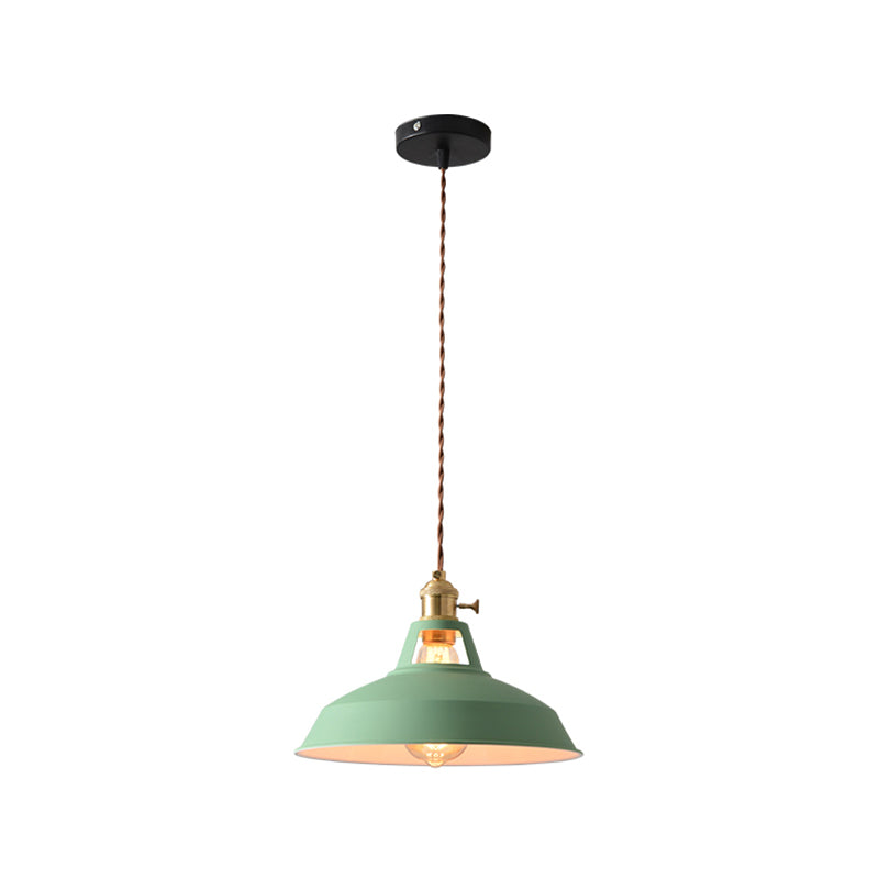 1-Light Hanging Light Fixture Macaron Simple Pendant Lamp With Iron Shade