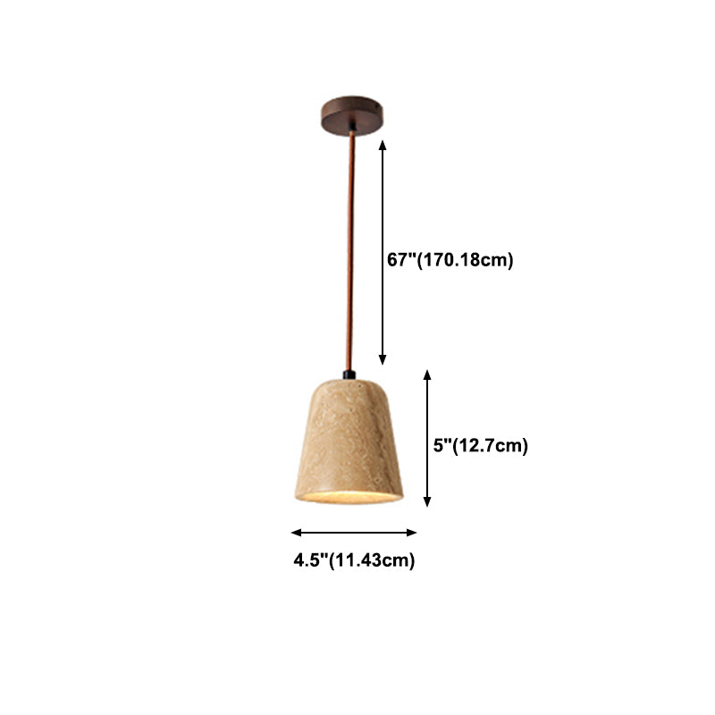 Modern Stone Hanging Lamp 1-Light Pendant Lamp with Wood for Bedroom