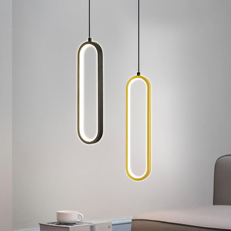 Nordic Style Iron Pendant Light Geometry Oval Led Ceiling Lamp for Bedroom