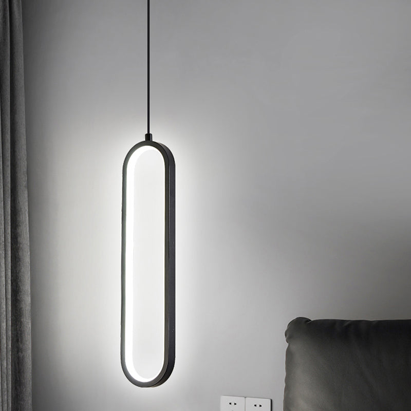 Nordic Style Iron Pendant Light Geometry Oval Led Ceiling Lamp for Bedroom