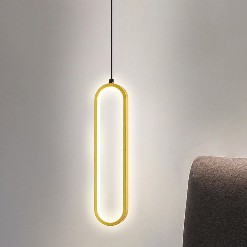 Nordic Style Iron Pendant Light Geometry Oval Led Ceiling Lamp for Bedroom