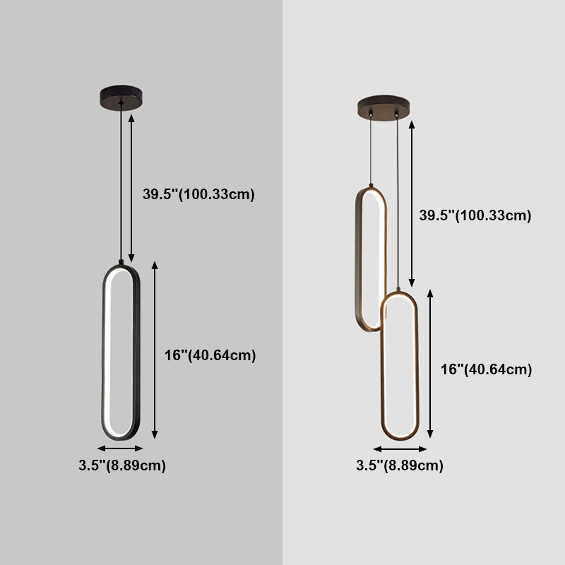 Nordic Style Iron Pendant Light Geometry Oval Led Ceiling Lamp for Bedroom