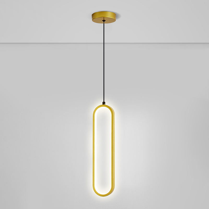 Nordic Style Iron Pendant Light Geometry Oval Led Ceiling Lamp for Bedroom