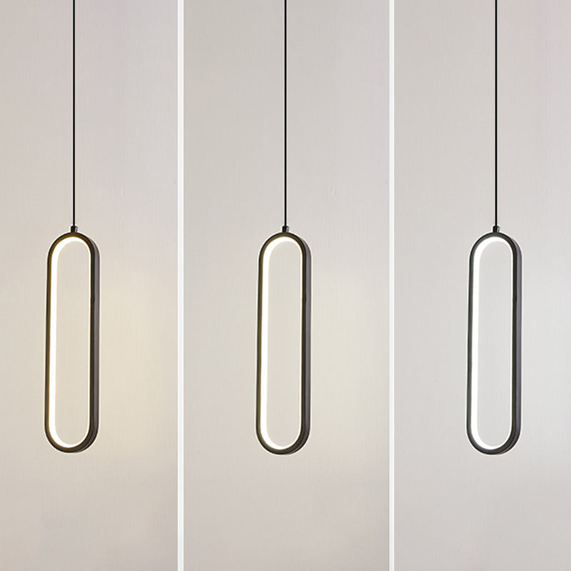 Nordic Style Iron Pendant Light Geometry Oval Led Ceiling Lamp for Bedroom