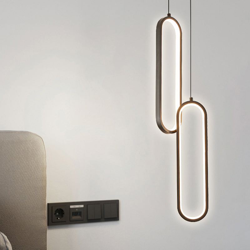 Nordic Style Iron Pendant Light Geometry Oval Led Ceiling Lamp for Bedroom