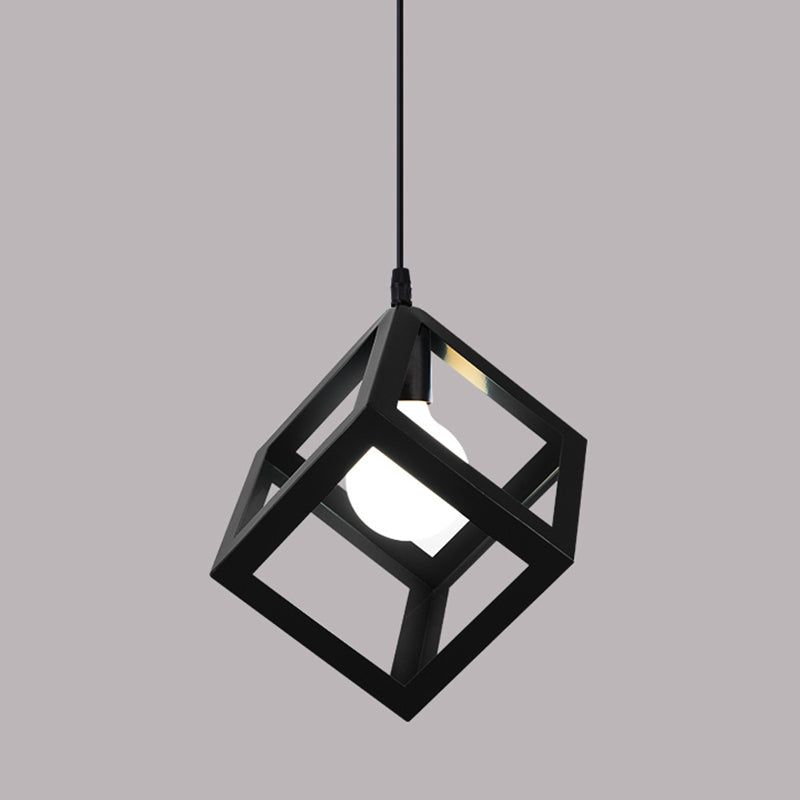 Simple Iron Ceiling Light Industrial Style Geometry Colorful Pendant Lamp for Houseroom