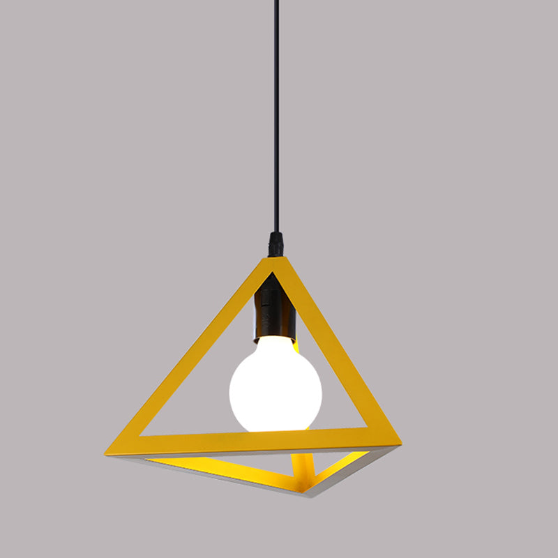 Simple Iron Ceiling Light Industrial Style Geometry Colorful Pendant Lamp for Houseroom