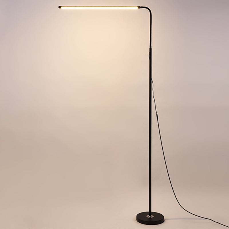 Linear Shape Metal Floor Light Modern Style 1 Light Floor Light Fixtures in Black