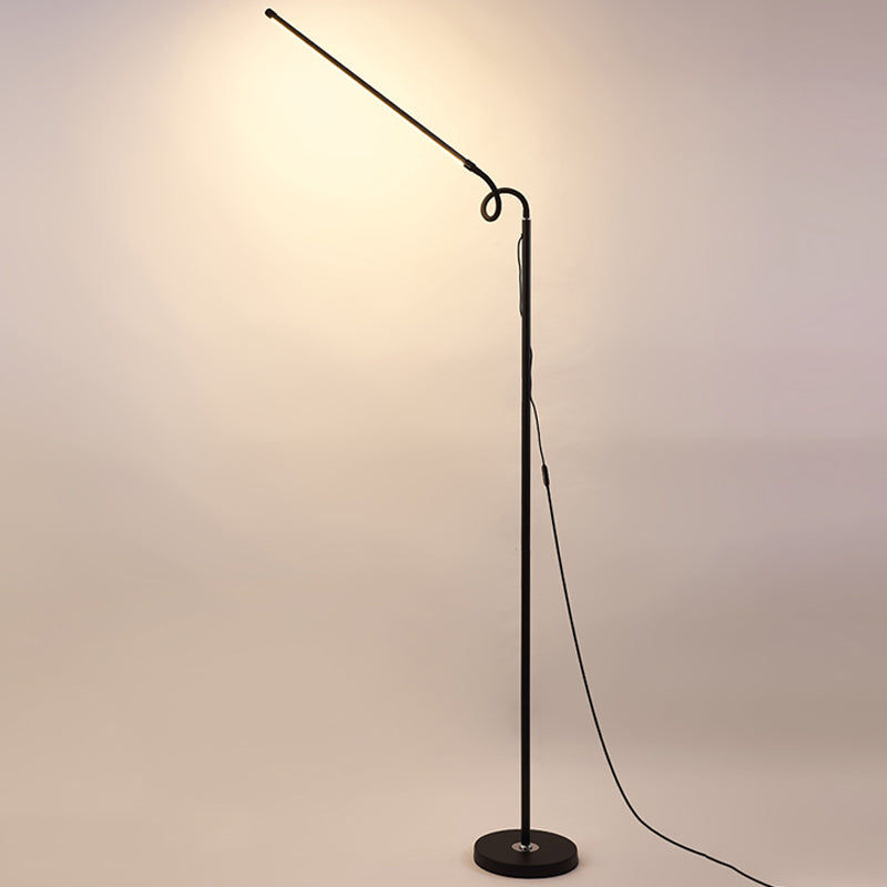 Linear Shape Metal Floor Light Modern Style 1 Light Floor Light Fixtures in Black