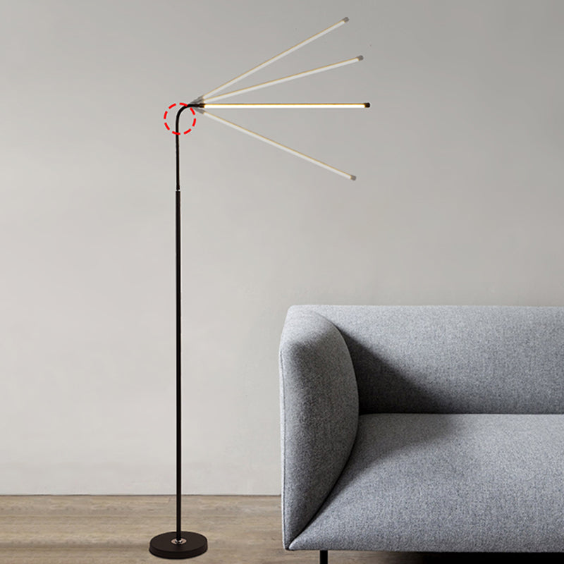 Linear Shape Metal Floor Light Modern Style 1 Light Floor Light Fixtures in Black