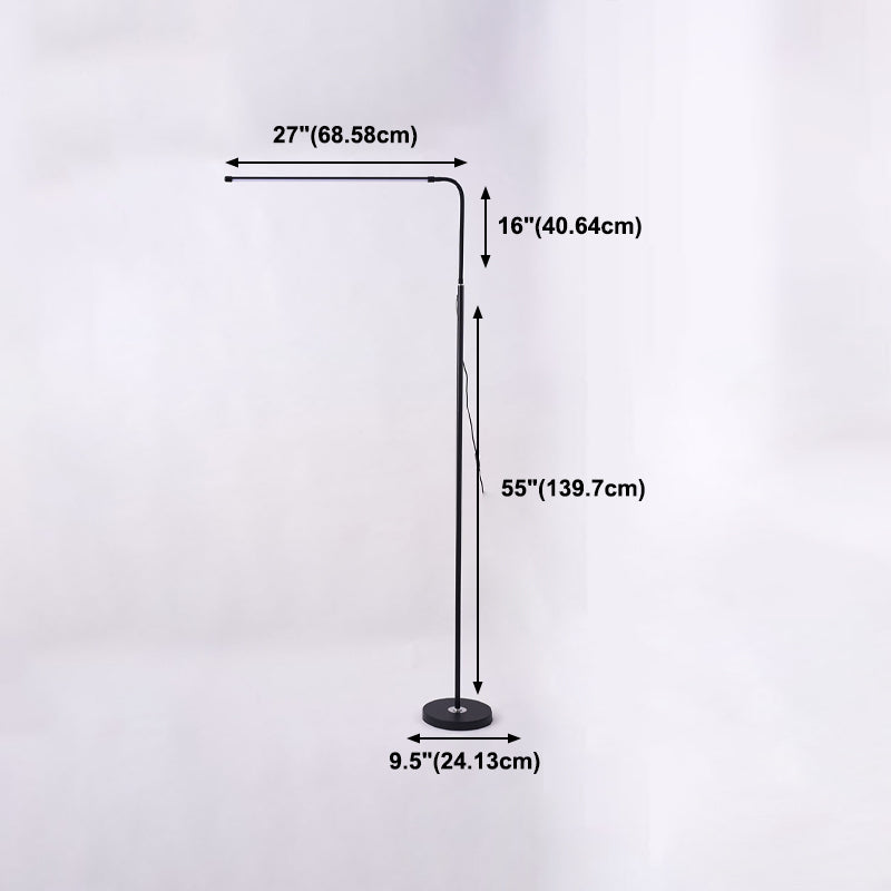 Linear Shape Metal Floor Light Modern Style 1 Light Floor Light Fixtures in Black