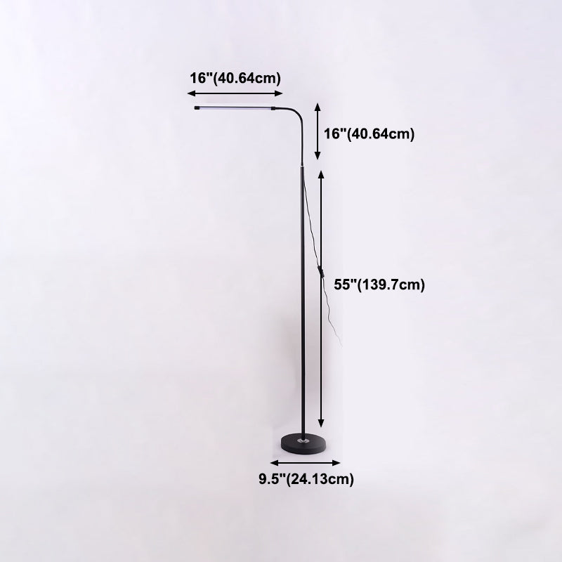 Linear Shape Metal Floor Light Modern Style 1 Light Floor Light Fixtures in Black