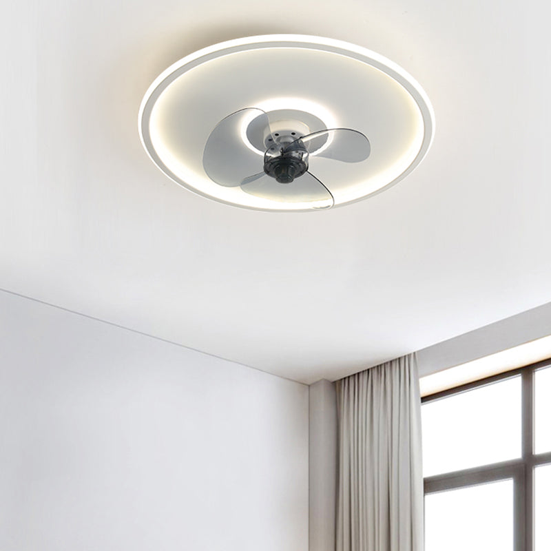 Round Shape Metal Ceiling Fans Modern Style Single Light Ceiling Lamp