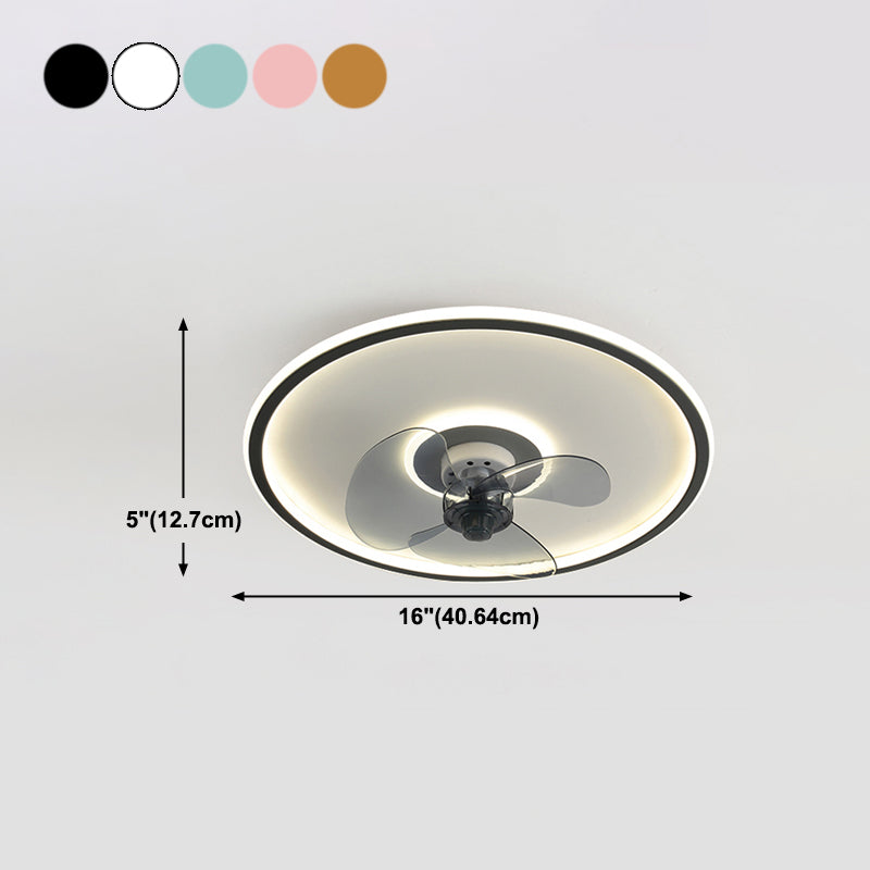 Round Shape Metal Ceiling Fans Modern Style Single Light Ceiling Lamp