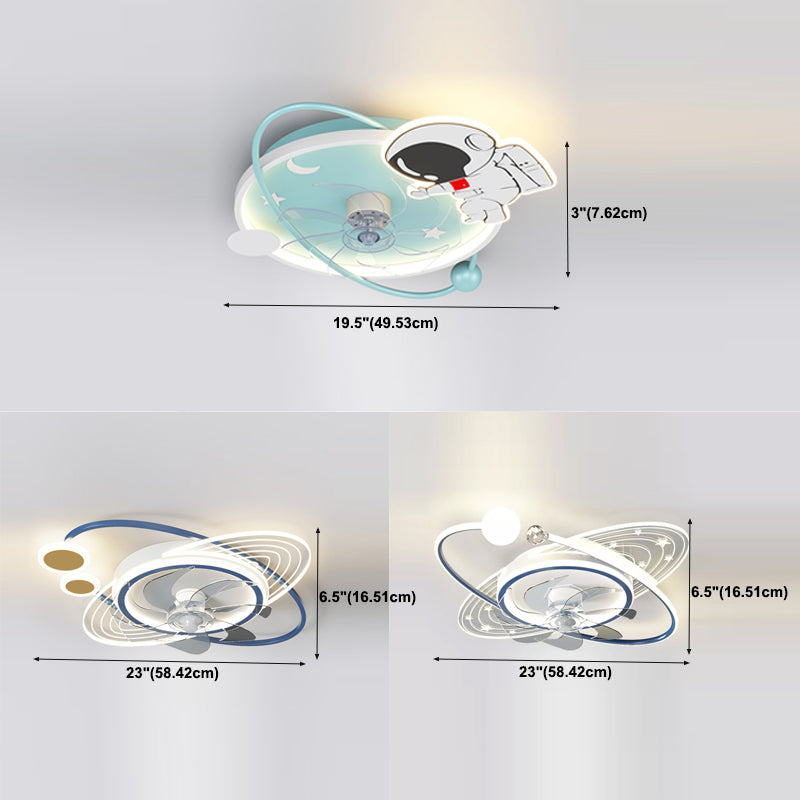 Modern Astronaut Ceiling Fan Light Metal LED Ceiling Fan for Children's Room