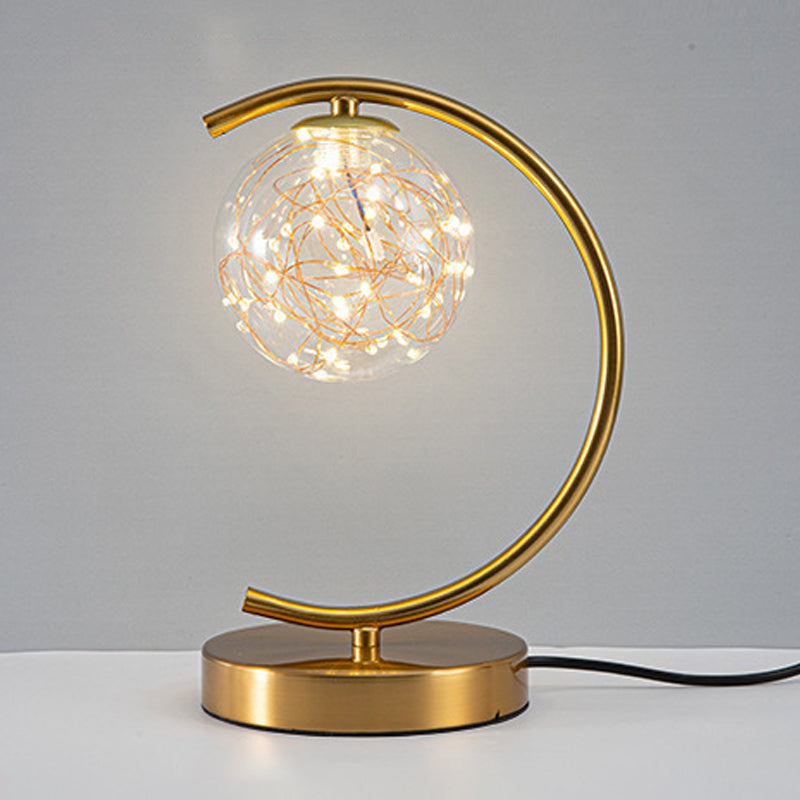 Modern Style Spherical Shape Table Light Glass 1 Light Nightstand Lamps for Bedside