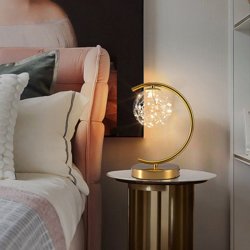 Modern Style Spherical Shape Table Light Glass 1 Light Nightstand Lamps for Bedside