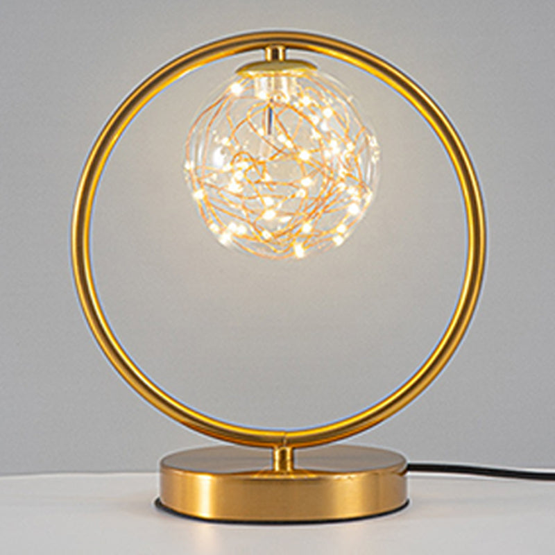 Modern Style Spherical Shape Table Light Glass 1 Light Nightstand Lamps for Bedside
