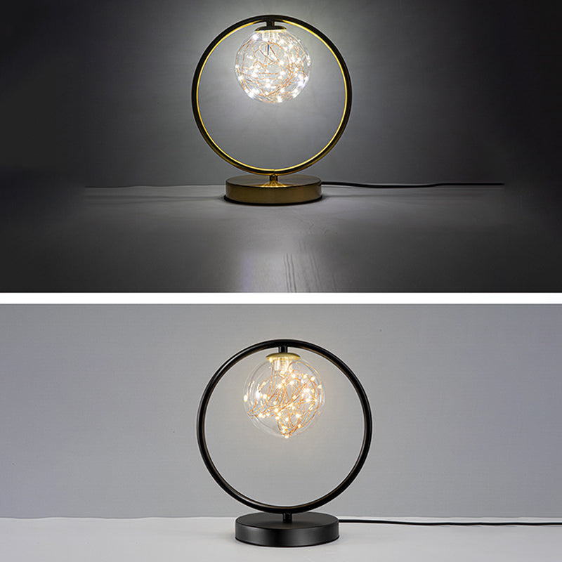 Modern Style Spherical Shape Table Light Glass 1 Light Nightstand Lamps for Bedside