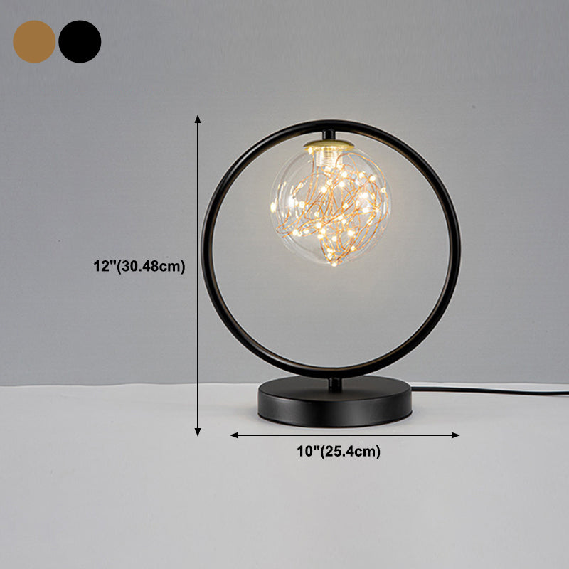 Modern Style Spherical Shape Table Light Glass 1 Light Nightstand Lamps for Bedside