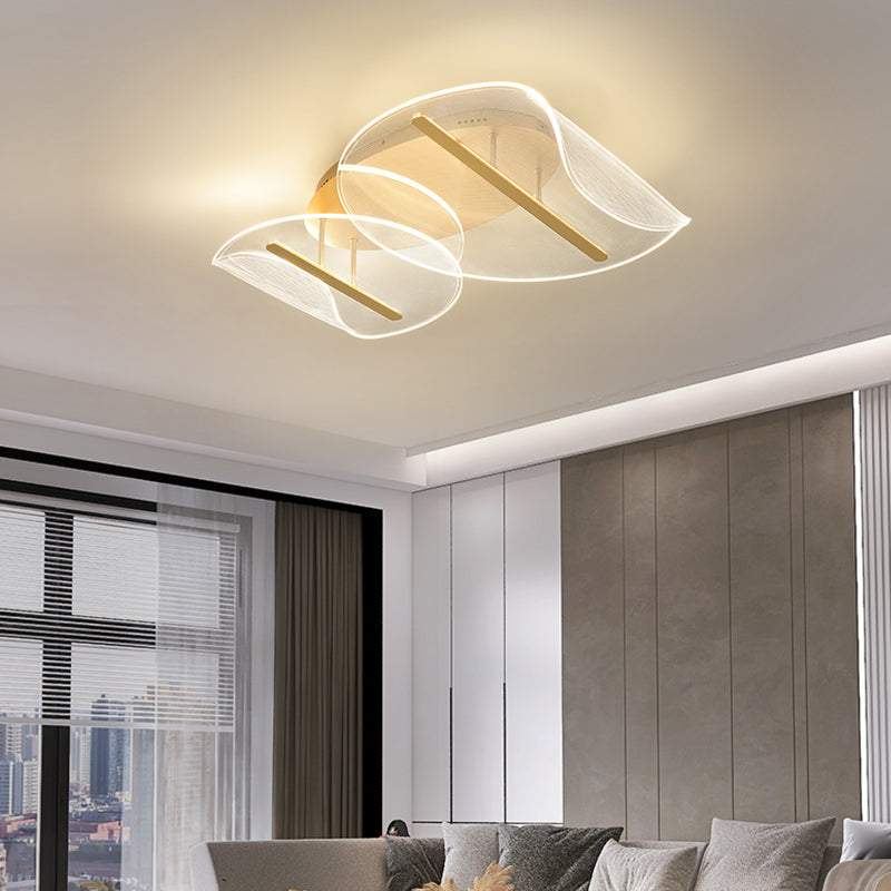 Acrylic Shaded Ceiling Light Fixture Simplicity LED Ceiling Flush Mount in Gold