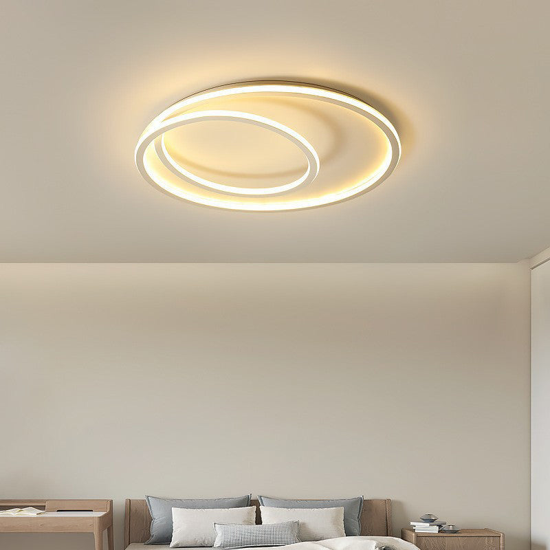 White Circle Ceiling Light Fixture Modern Style LED Metal Close to Ceiling Lamp