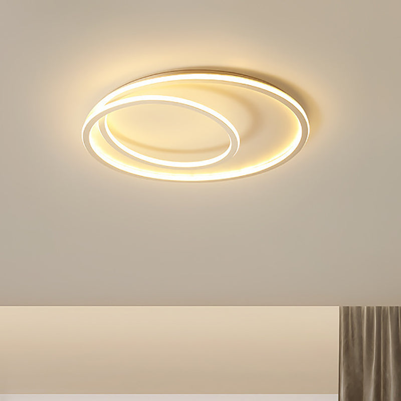 White Circle Ceiling Light Fixture Modern Style LED Metal Close to Ceiling Lamp