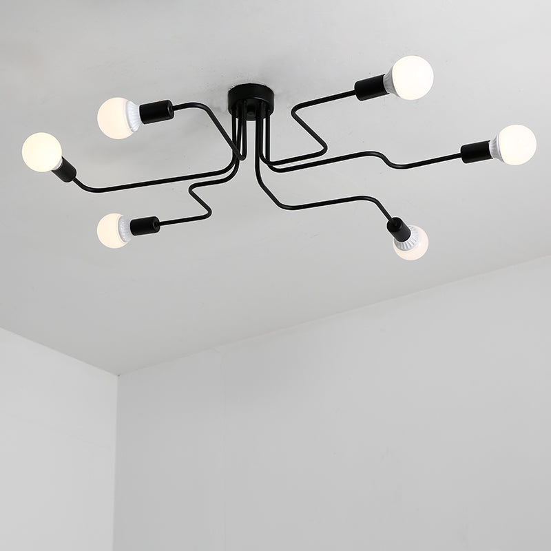 Metal Sputnik Shade Flush Ceiling Light Modern Multi-Lights Flush Mount Fixture