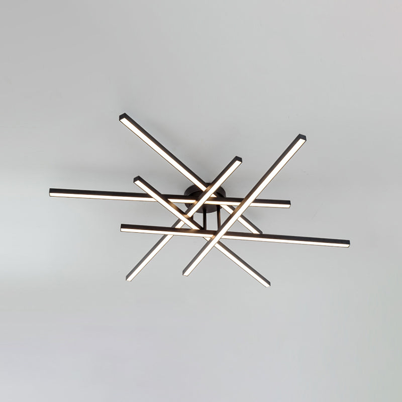 Line Shape LED Ceiling Lamp Modern Aluminium Flush Mount for Living Room