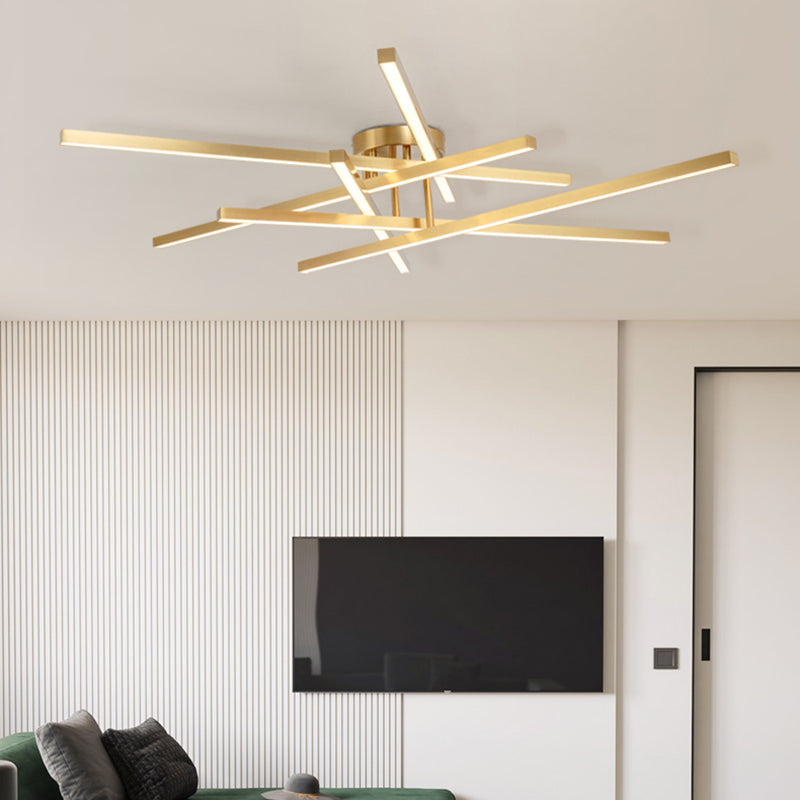 Line Shape LED Ceiling Lamp Modern Aluminium Flush Mount for Living Room