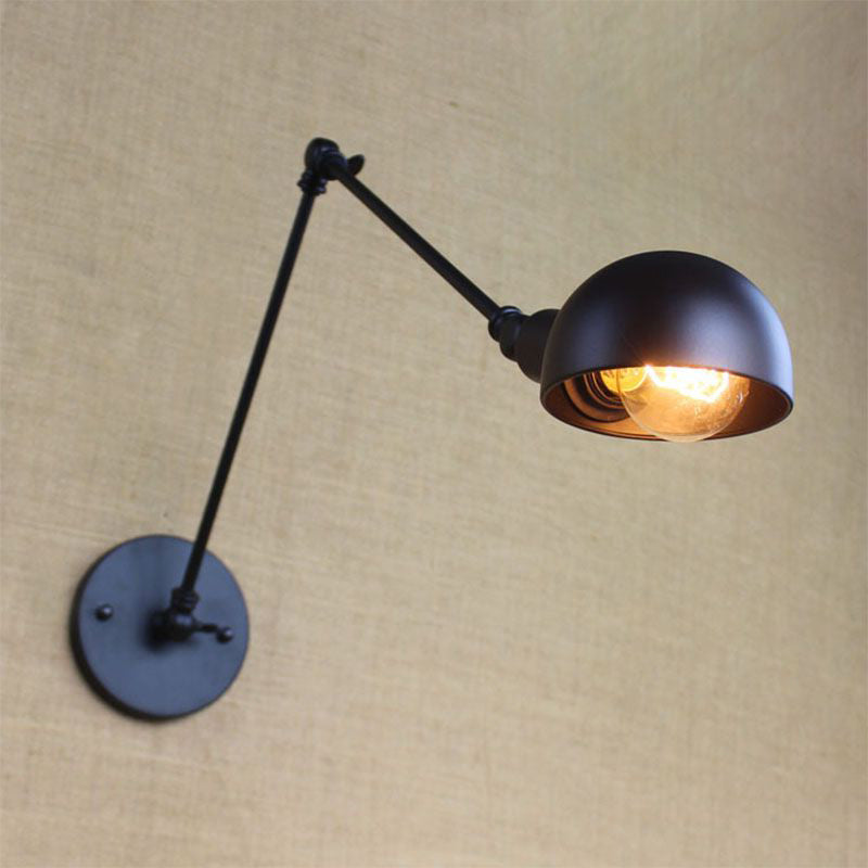 Industrial Style Metal Wall Light Long Arm Black Wall Sconce for Living Room
