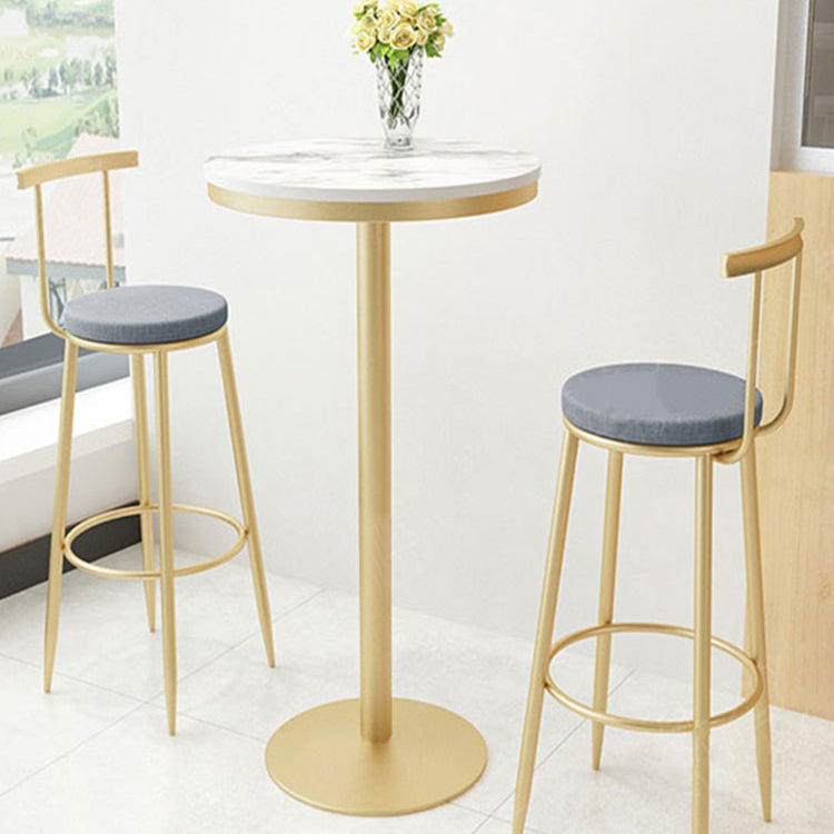 Stone Bar Dining Table Glam Round Bar Table with Pedestal for Dining Room