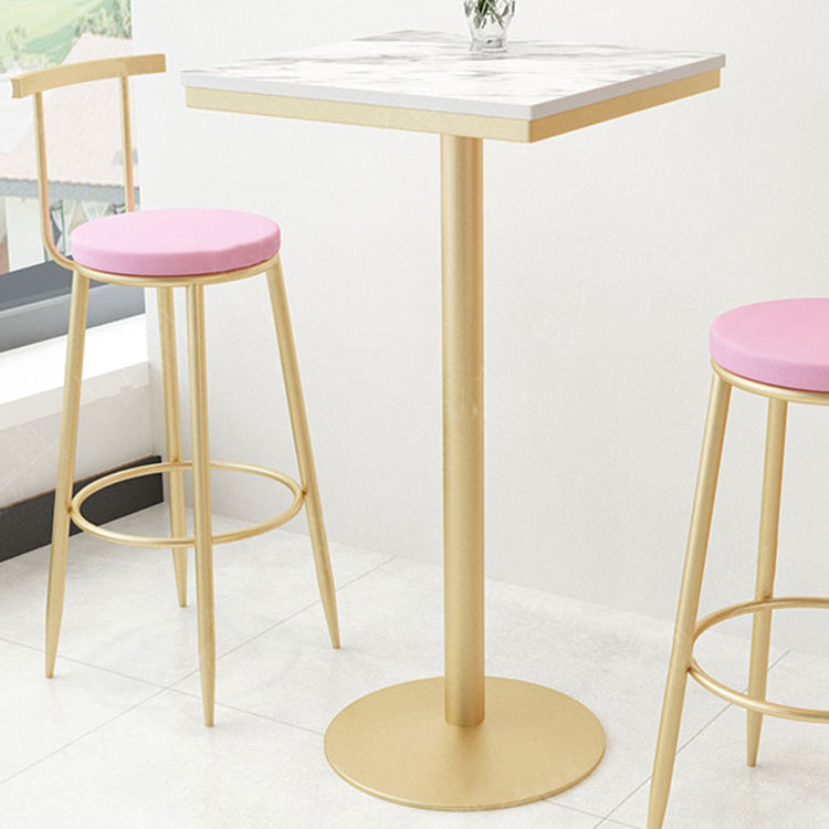 Stone Bar Dining Table Glam Round Bar Table with Pedestal for Dining Room