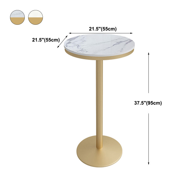 Stone Bar Dining Table Glam Round Bar Table with Pedestal for Dining Room