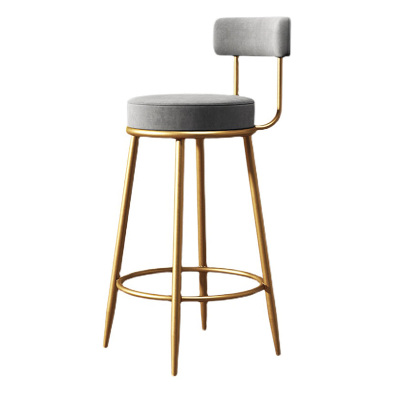 Nordic Armless Backrest Counter Stool Iron Cashier Bar Stool with Cushion and Pedal