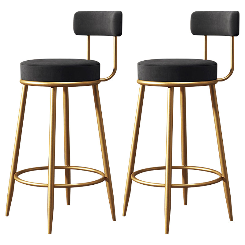 Nordic Armless Backrest Counter Stool Iron Cashier Bar Stool with Cushion and Pedal