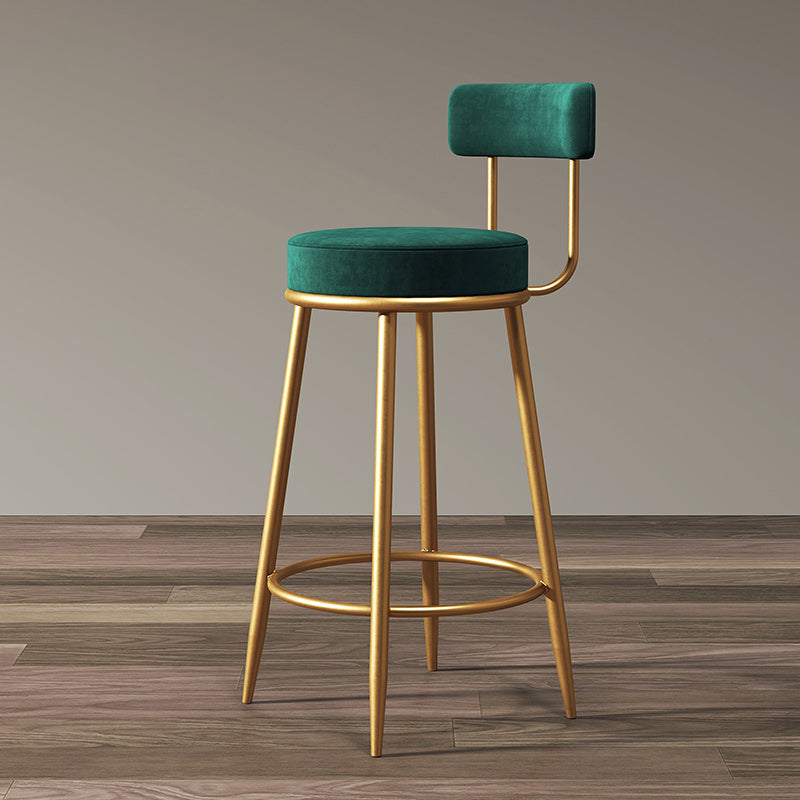 Nordic Armless Backrest Counter Stool Iron Cashier Bar Stool with Cushion and Pedal