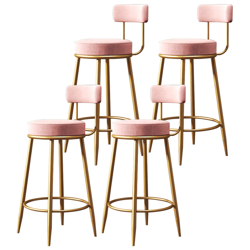 Glam Armless Backrest Counter Stool Iron Dining Room Bar Stool with Cushion and Pedal